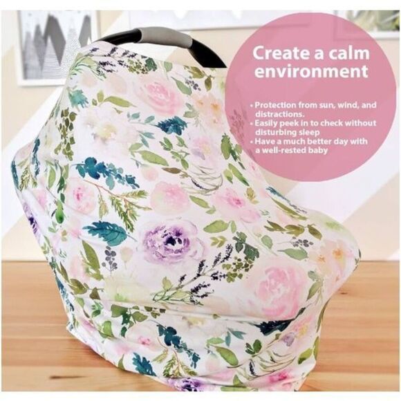 Pobi Baby Floral bamboo versatile carrier, nursing, cart cover 28x28" - Picture 1 of 7
